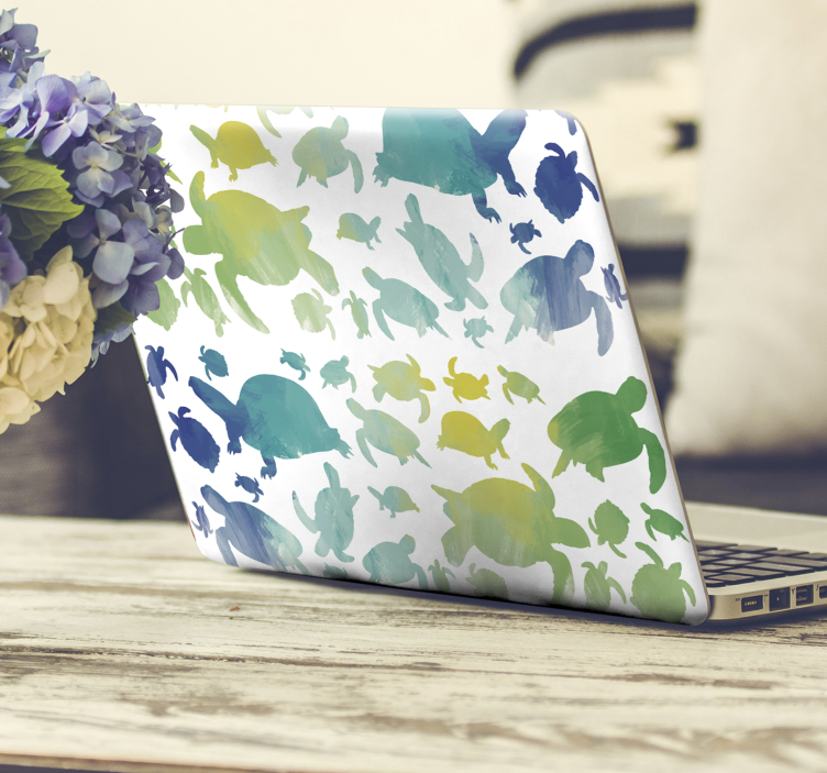 多彩的乌龟包笔记本电脑贴纸 - TenStickers