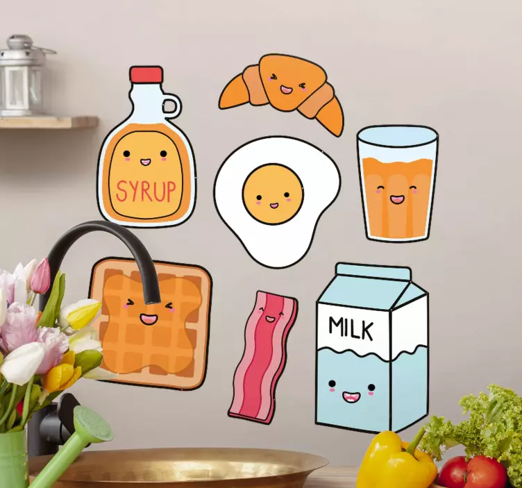 动物贴画 可爱的早餐食品 - TenStickers