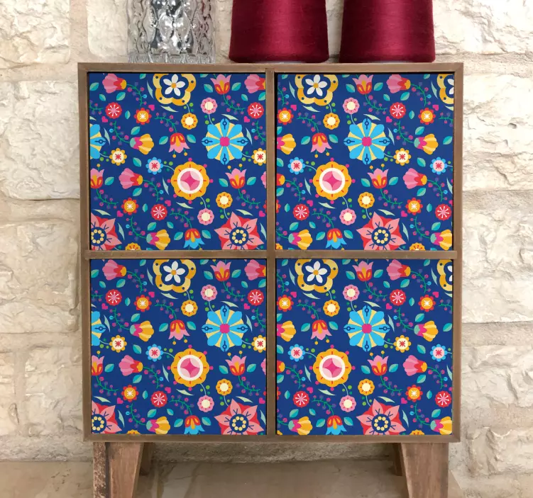 装饰墙纸 色彩缤纷的花卉图案 - TenStickers