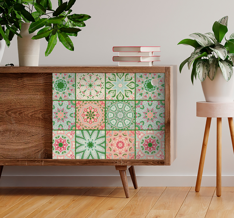 装饰墙纸色彩斑斓的图案瓷砖 - TenStickers