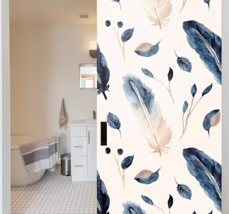 贴纸门贴优雅叶子图案 - TenStickers