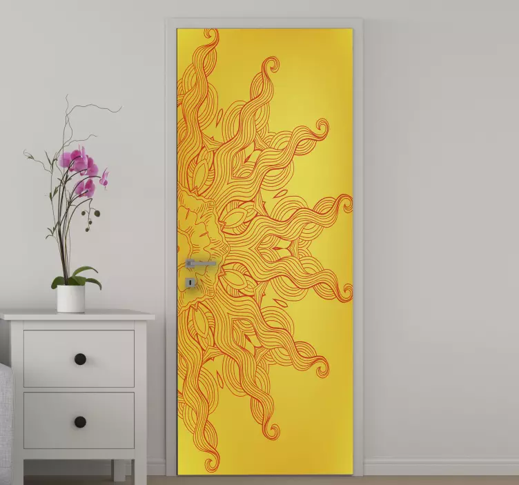 贴纸门贴光辉日冕图案 - TenStickers