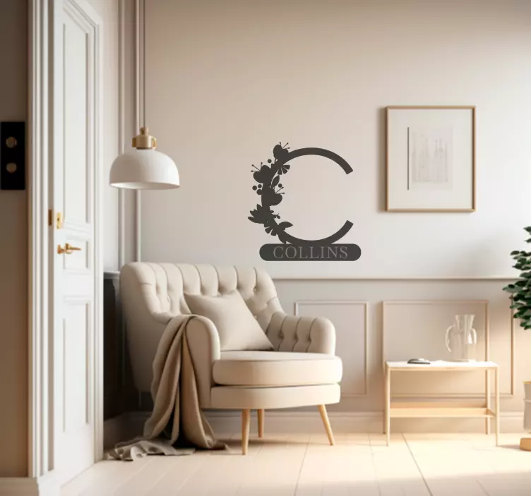 花卉初始名称自定义贴纸 - TenStickers