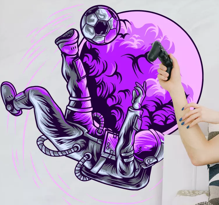 动物贴画宇航员踢球 - TenStickers