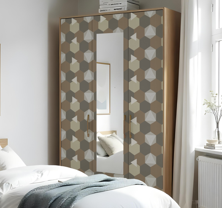 家具贴纸呈现棕色六边形图案 - TenStickers