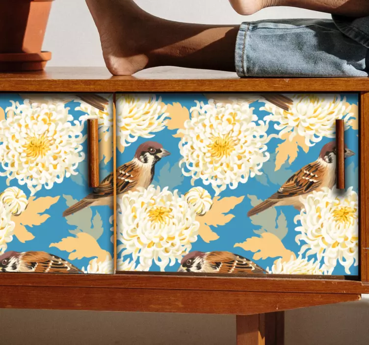 家具贴纸菊花鸟 - TenStickers