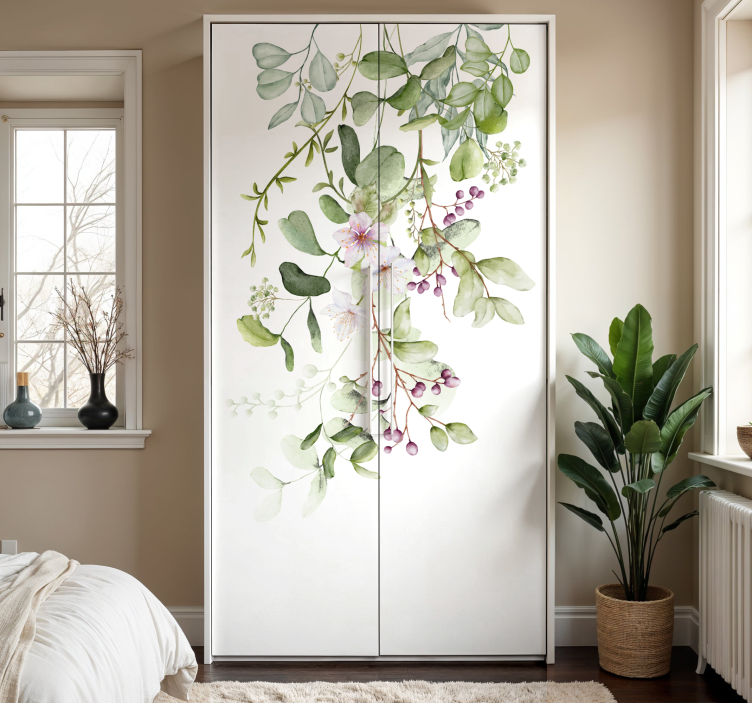 家具贴纸 花和叶 - TenStickers