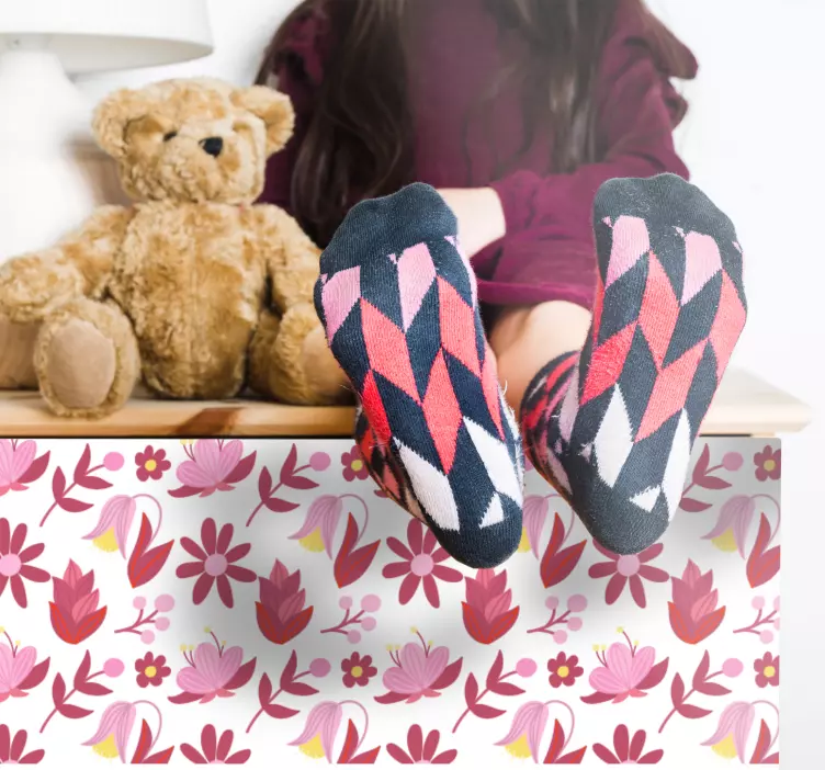 家具贴纸粉色花卉图案 - TenStickers