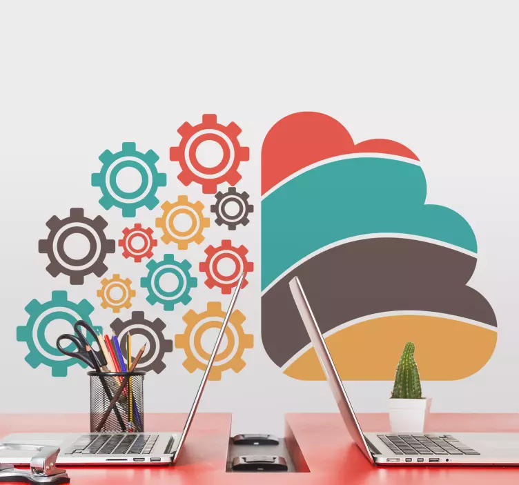 贴纸形状色彩缤纷的齿轮图案 - TenStickers