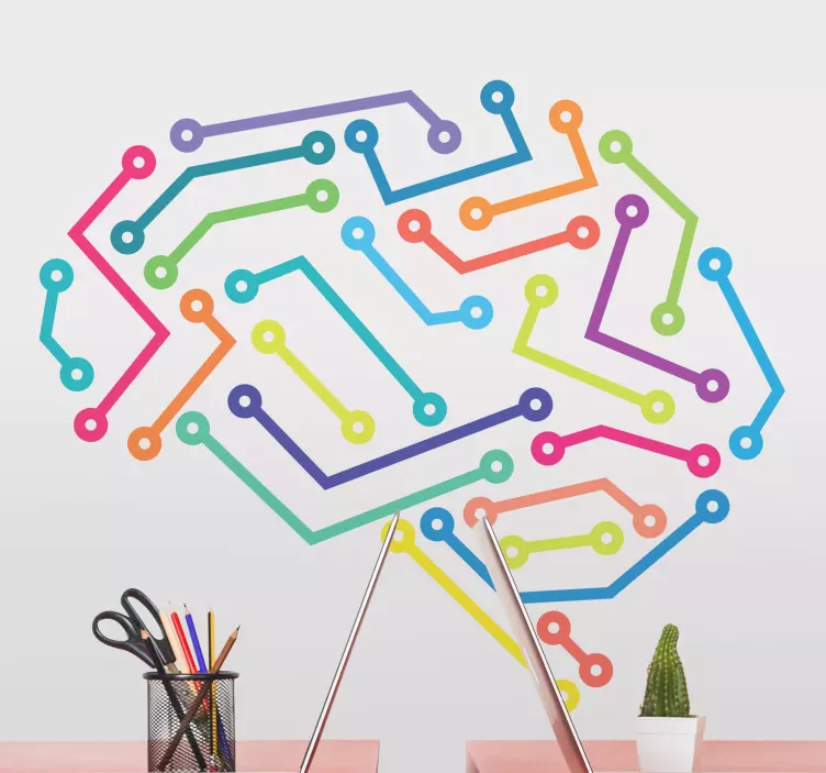 贴纸形状五彩斑斓的神经连接 - TenStickers