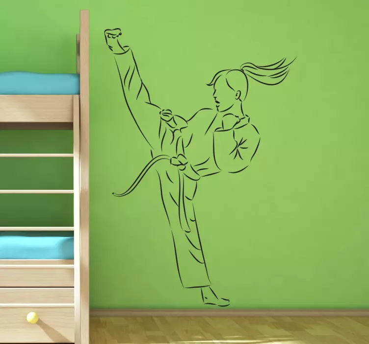女孩空手道踢贴纸 - TenStickers