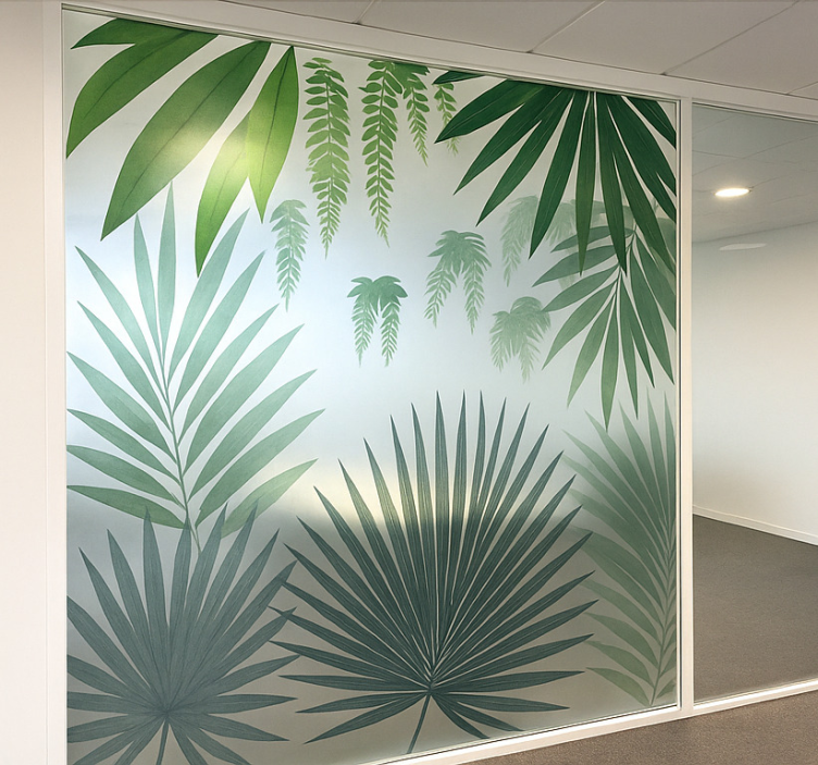 玻璃貼紙 棕榈叶图案 - TenStickers