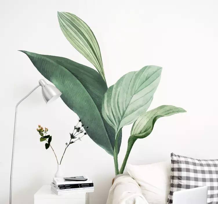 绿色绘制的热带叶子植物墙贴 - TenStickers