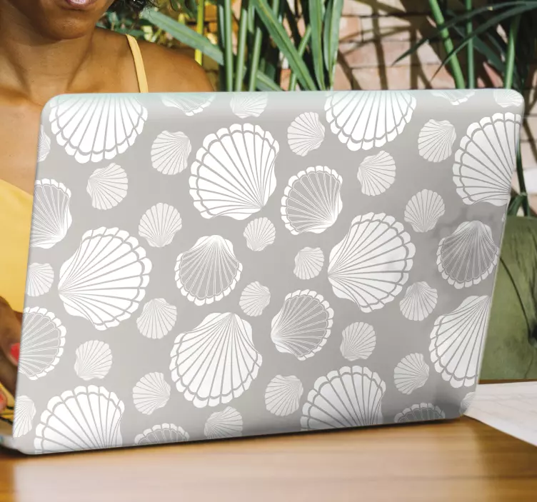 灰色和白色贝壳笔记本电脑贴纸 - TenStickers