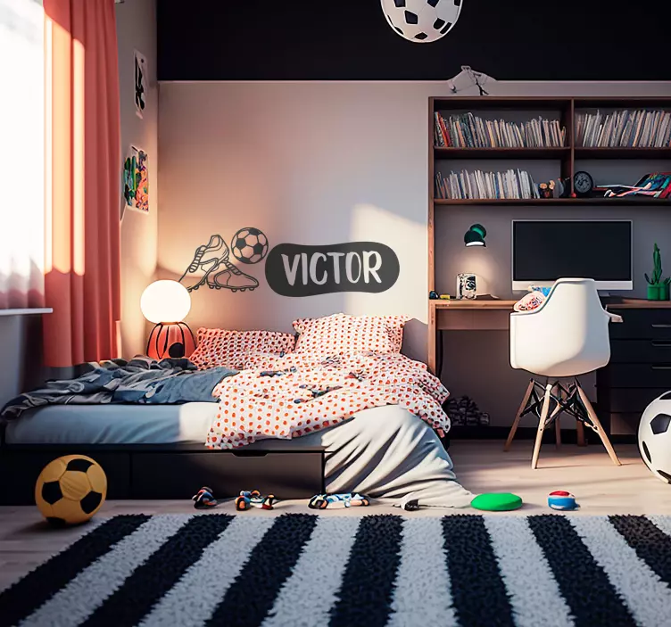 足球贴画 头盔，靴子和球 - TenStickers