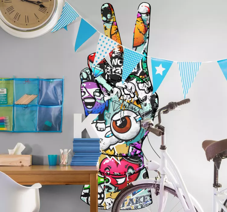 金属贴纸 彩色和平手 - TenStickers