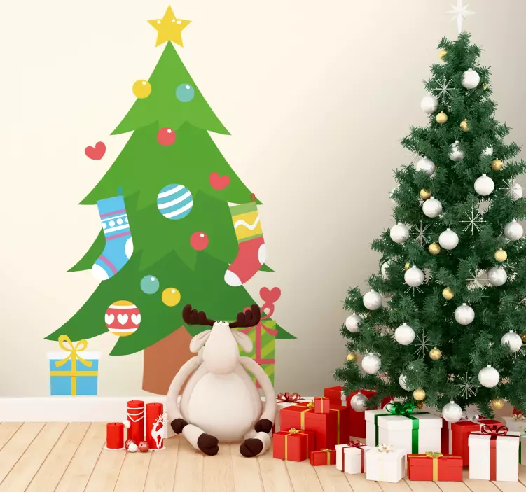 节日贴纸装饰圣诞树 - TenStickers
