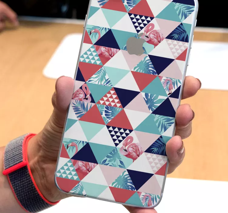 苹果手机贴纸热带火烈鸟三角图案 - TenStickers