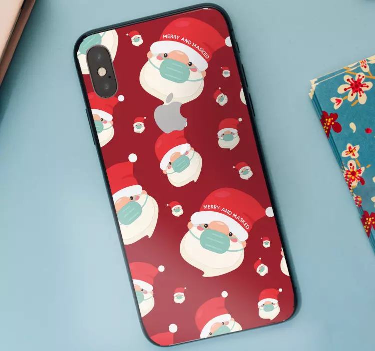 苹果手机贴纸 快乐的圣诞老人脸 - TenStickers