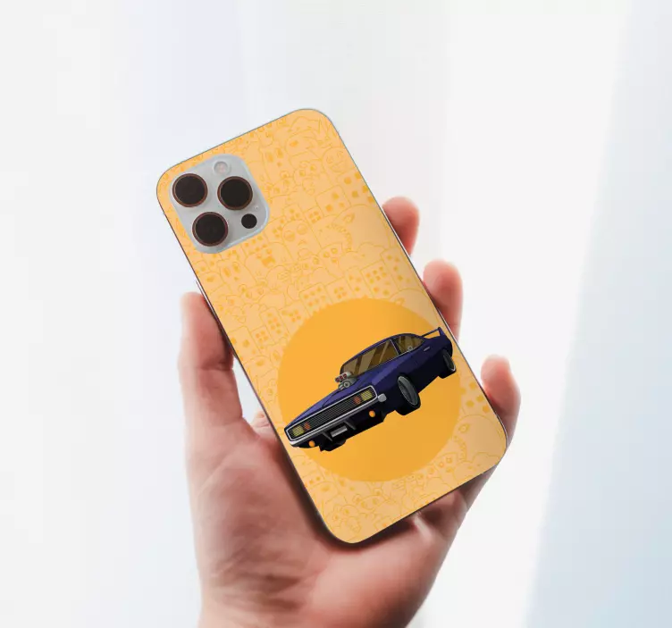 苹果手机贴纸紫色肌肉车 - TenStickers