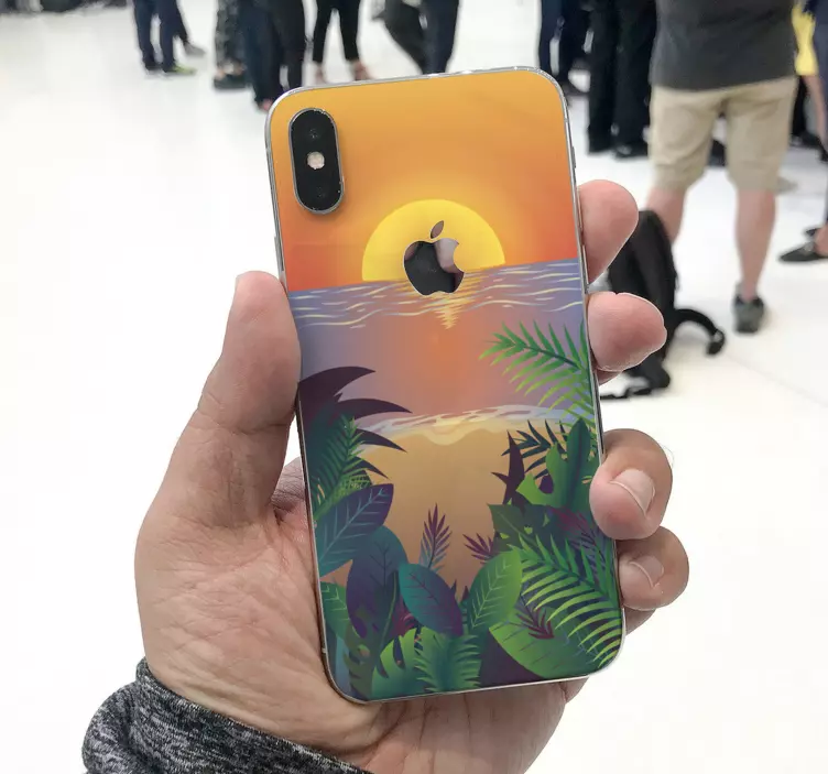 苹果手机贴纸 棕榈树下的日落 - TenStickers