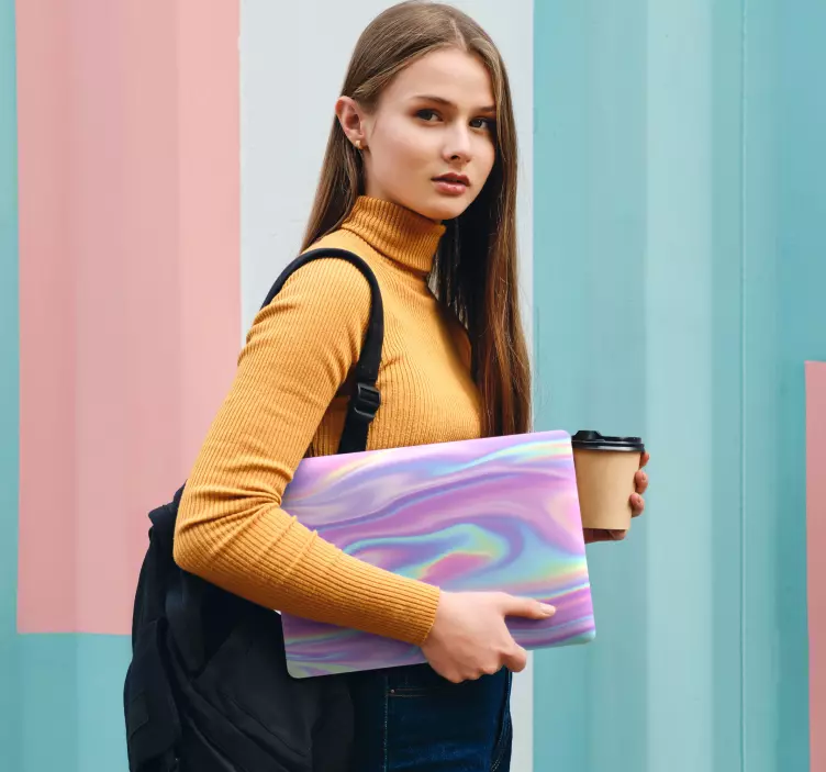 笔记本电脑的虹彩效果抽象贴花 - TenStickers