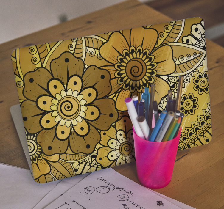 笔记本电脑皮肤采用鲜艳植物图案 - TenStickers