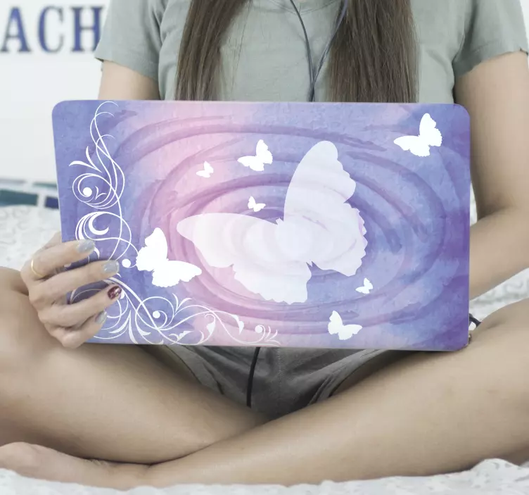 笔记本电脑皮肤蝴蝶漩涡设计 - TenStickers