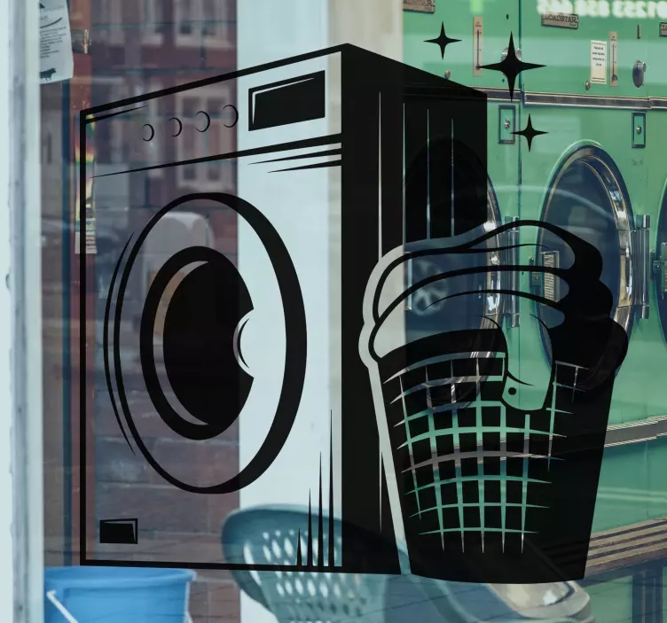 洗衣房复古风格商店橱窗贴纸 - TenStickers