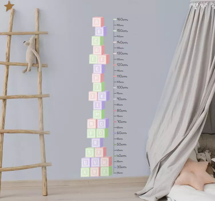 贴纸墙高度图表 字母立方体 - TenStickers