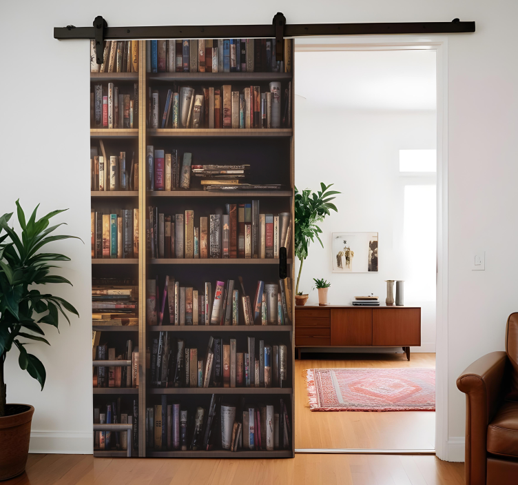 贴纸门贴 书库架子收起来 - TenStickers