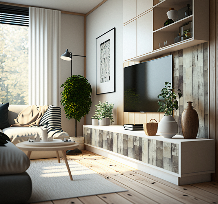 家具贴纸 淡木色老化木材 - TenStickers