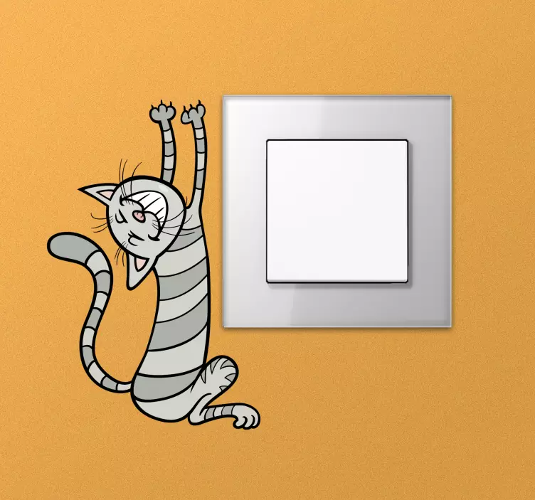 贴纸 电灯开关贴纸 灰色有趣猫咪 - TenStickers