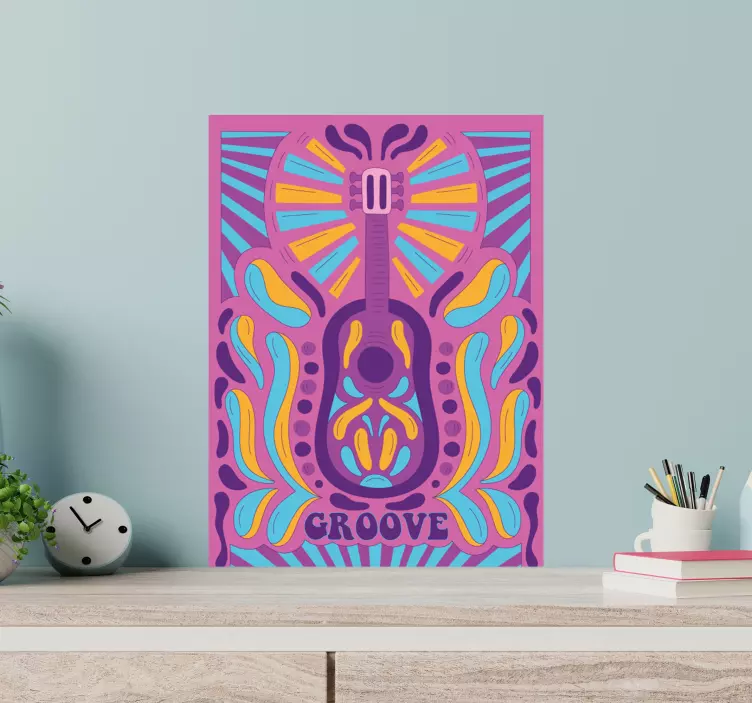 贴纸 彩色吉他艺术 - TenStickers