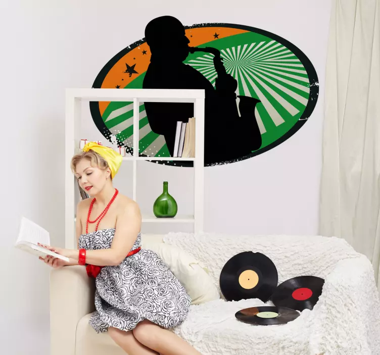 贴纸 萨克斯管演奏家影子 - TenStickers