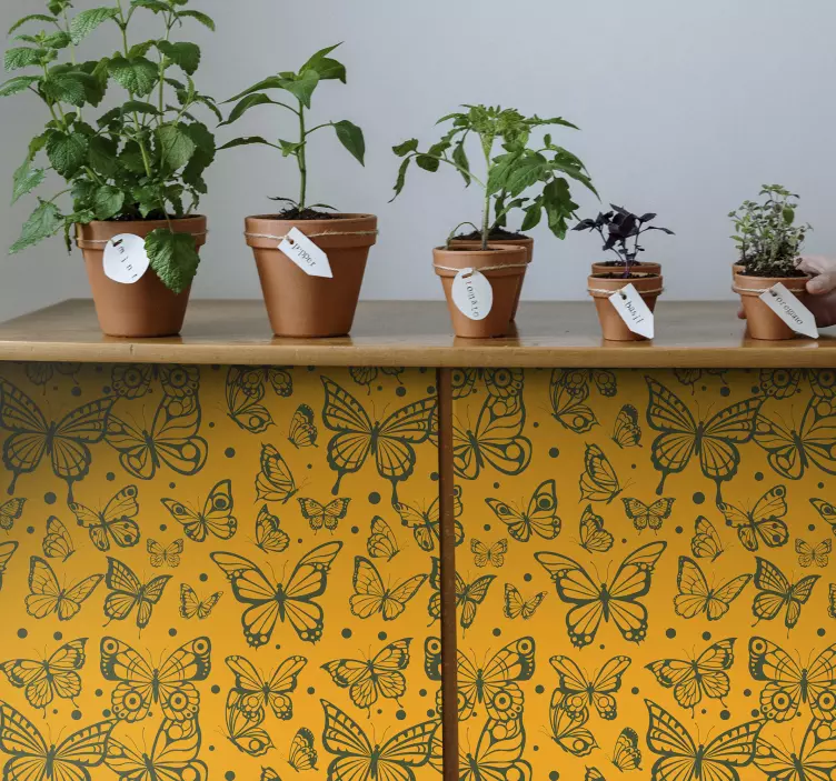 自然贴纸蝴蝶植物背景 - TenStickers