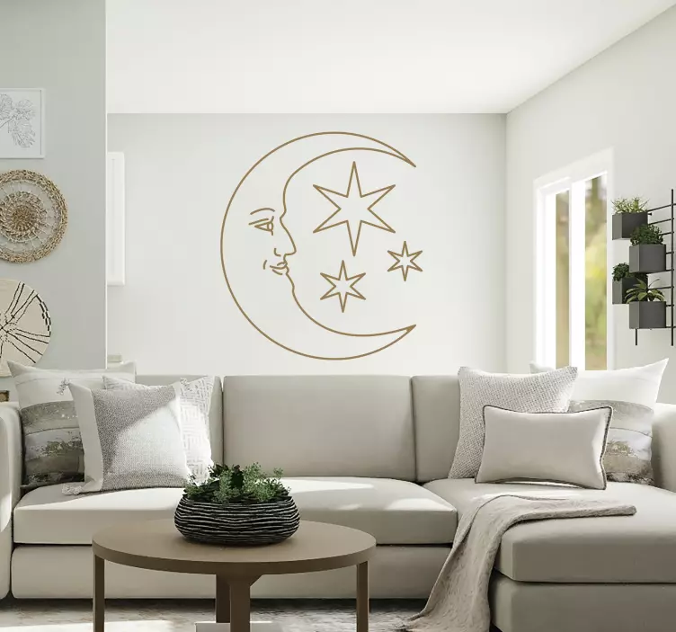 自然贴纸 天体月亮脸 - TenStickers