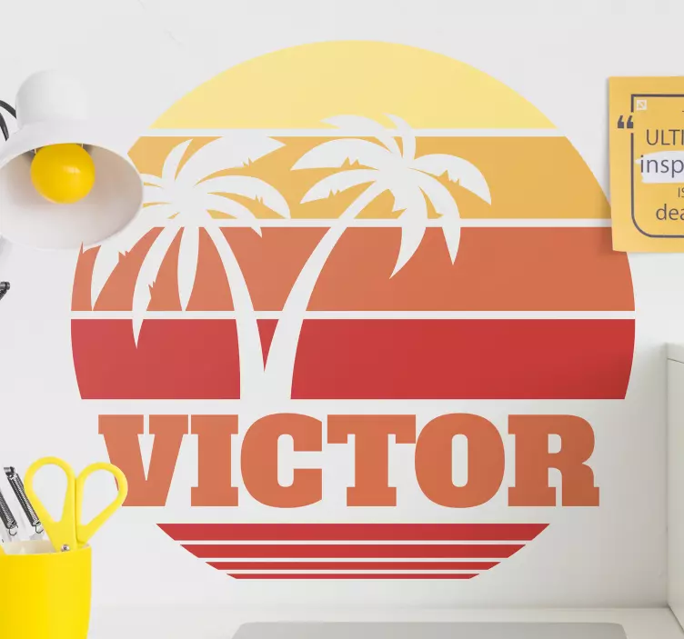 自然贴纸夕阳棕榈剪影 - TenStickers