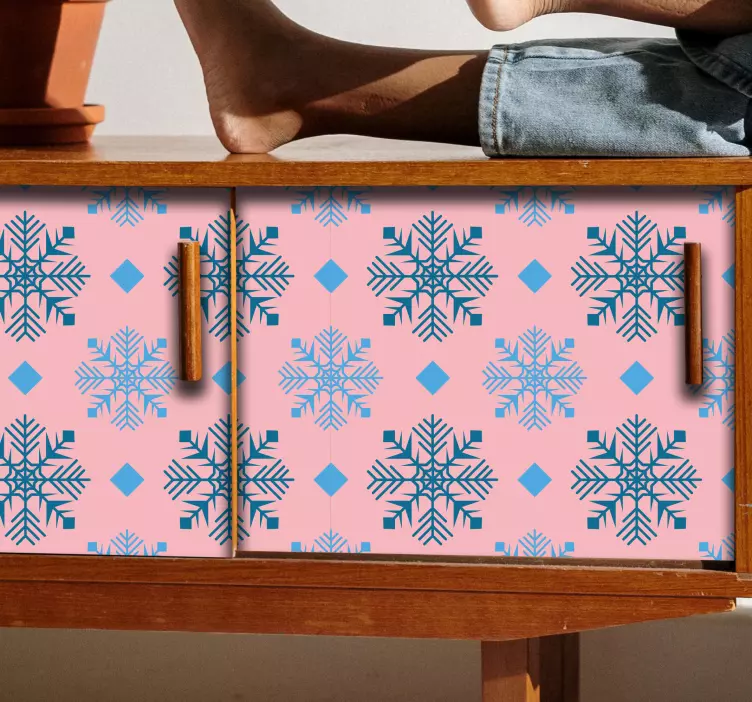 墙面贴纸适用于粉色雪花图案 - TenStickers