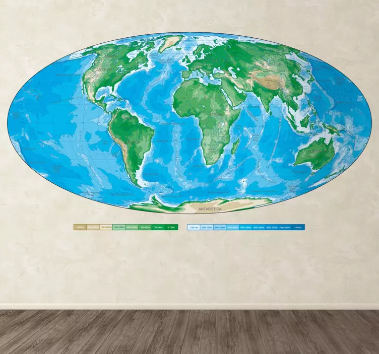 椭圆形世界地图贴纸 - TenStickers