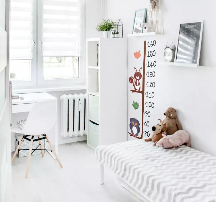 猫头鹰和兔子身高图墙贴 - TenStickers