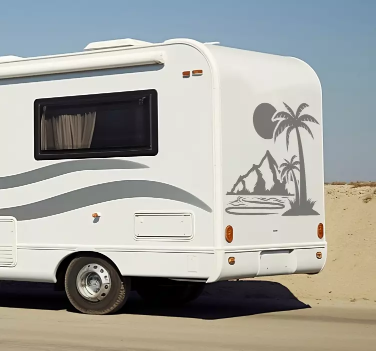 贴纸 大篷車 棕榈树和山脉 - TenStickers