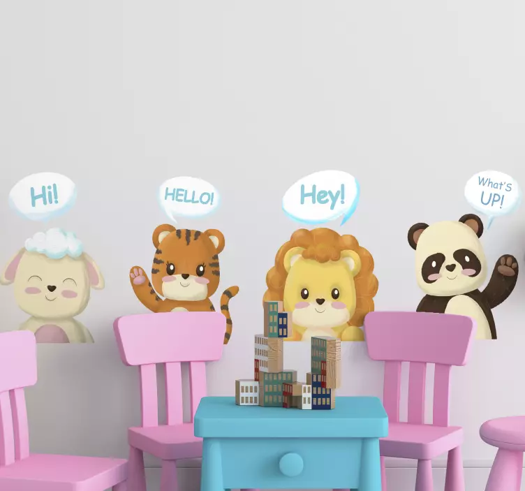 宠物墙贴纸可爱动物问候 - TenStickers