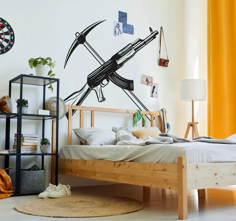 电子游戏贴纸 鹤嘴锄和冲锋枪 - TenStickers