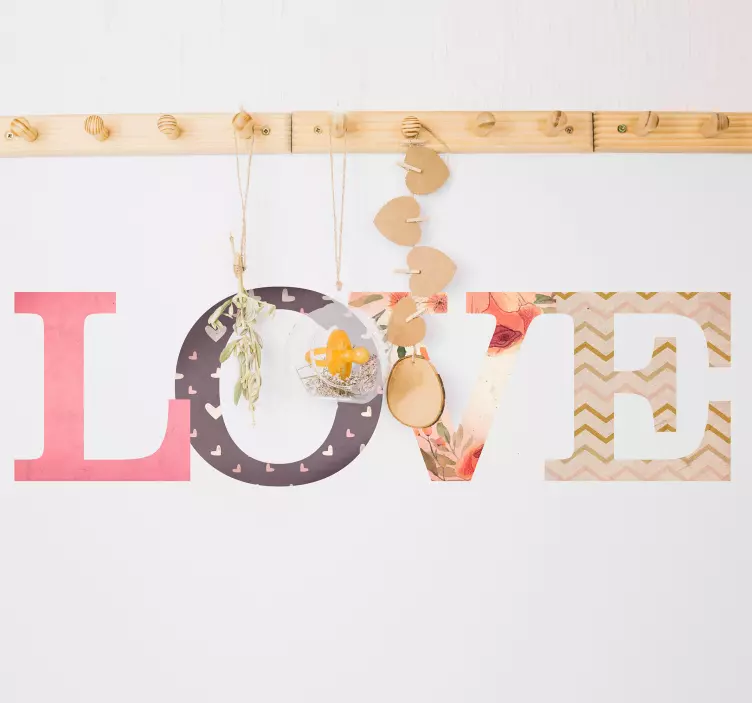 粉色纹理爱贴纸 - TenStickers