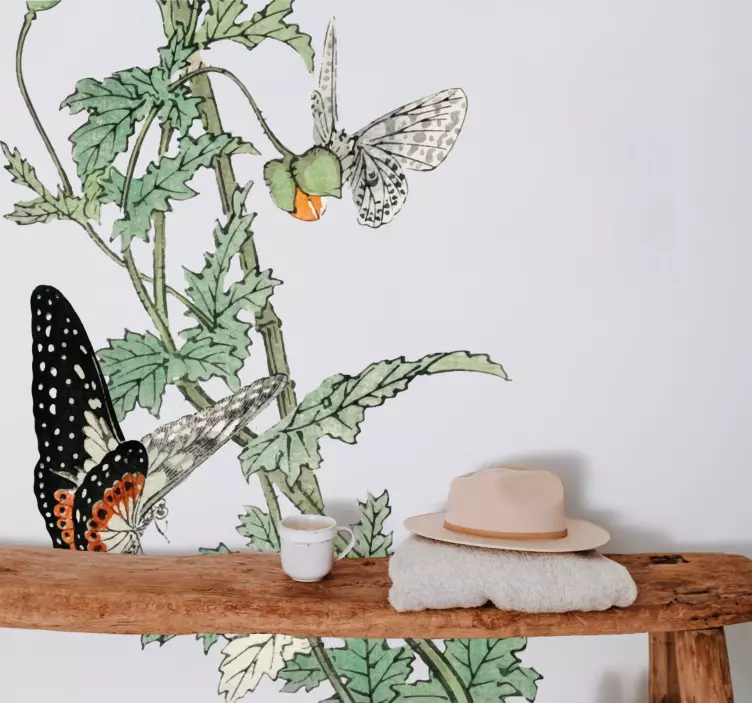 自然墙贴色彩斑斓的蝴蝶花园 - TenStickers