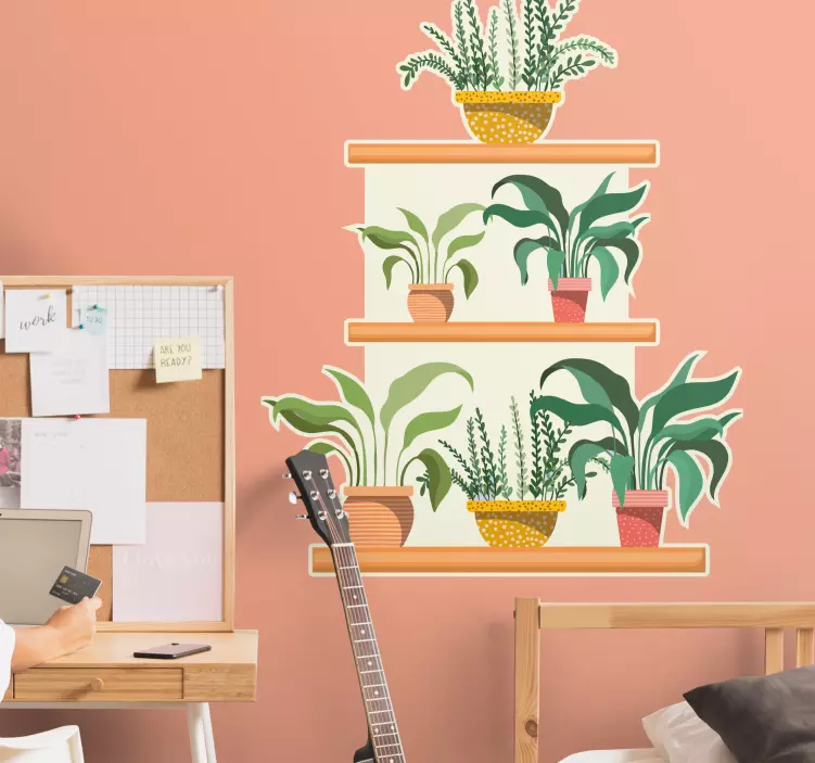 自然墙贴盆栽绿叶装饰 - TenStickers