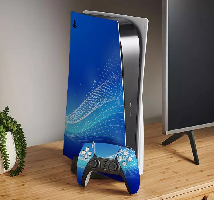 贴纸 ps4 蓝色波浪图案 - TenStickers