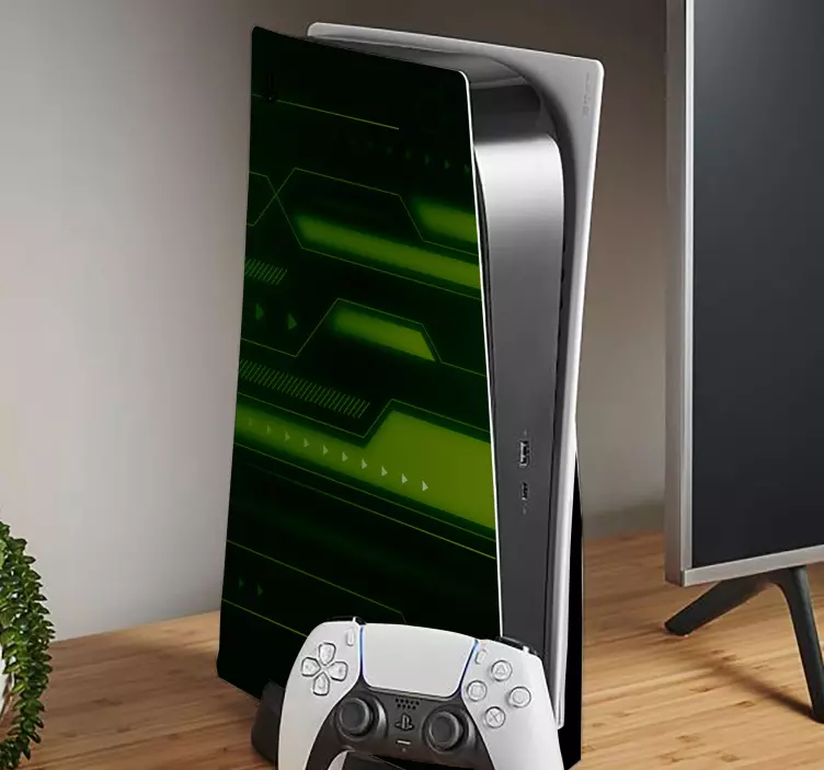 贴纸 ps4 绿色科技图案 - TenStickers
