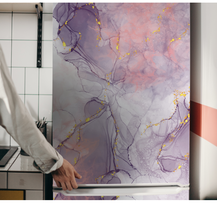 逼真的紫色大理石冰箱贴 - TenStickers